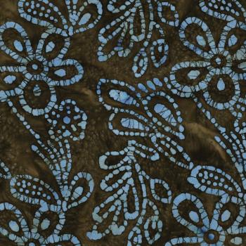 Baumwolle Batik einzigartig gefertigt Azur auf Grüntönen